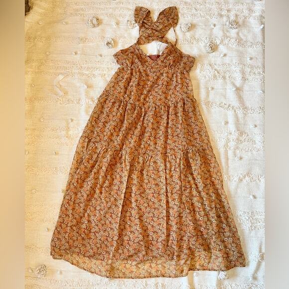 NWT Madewell Floral Georgette Ruffle Sleeve Tiered Midi Dress size 4 - Picture 5 of 11